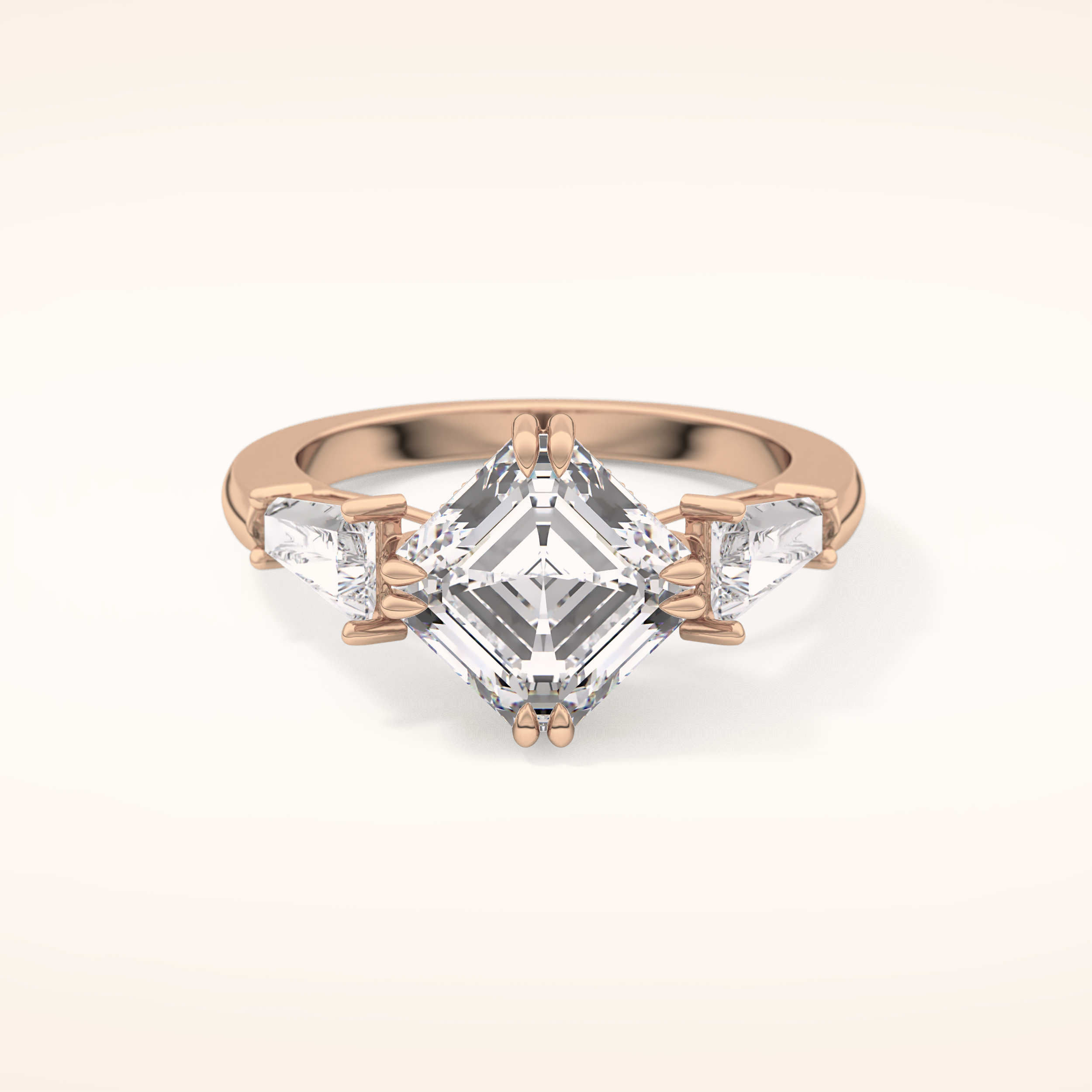 2.82 CT Asscher Shaped Three Stone Moissanite Engagement Ring 11