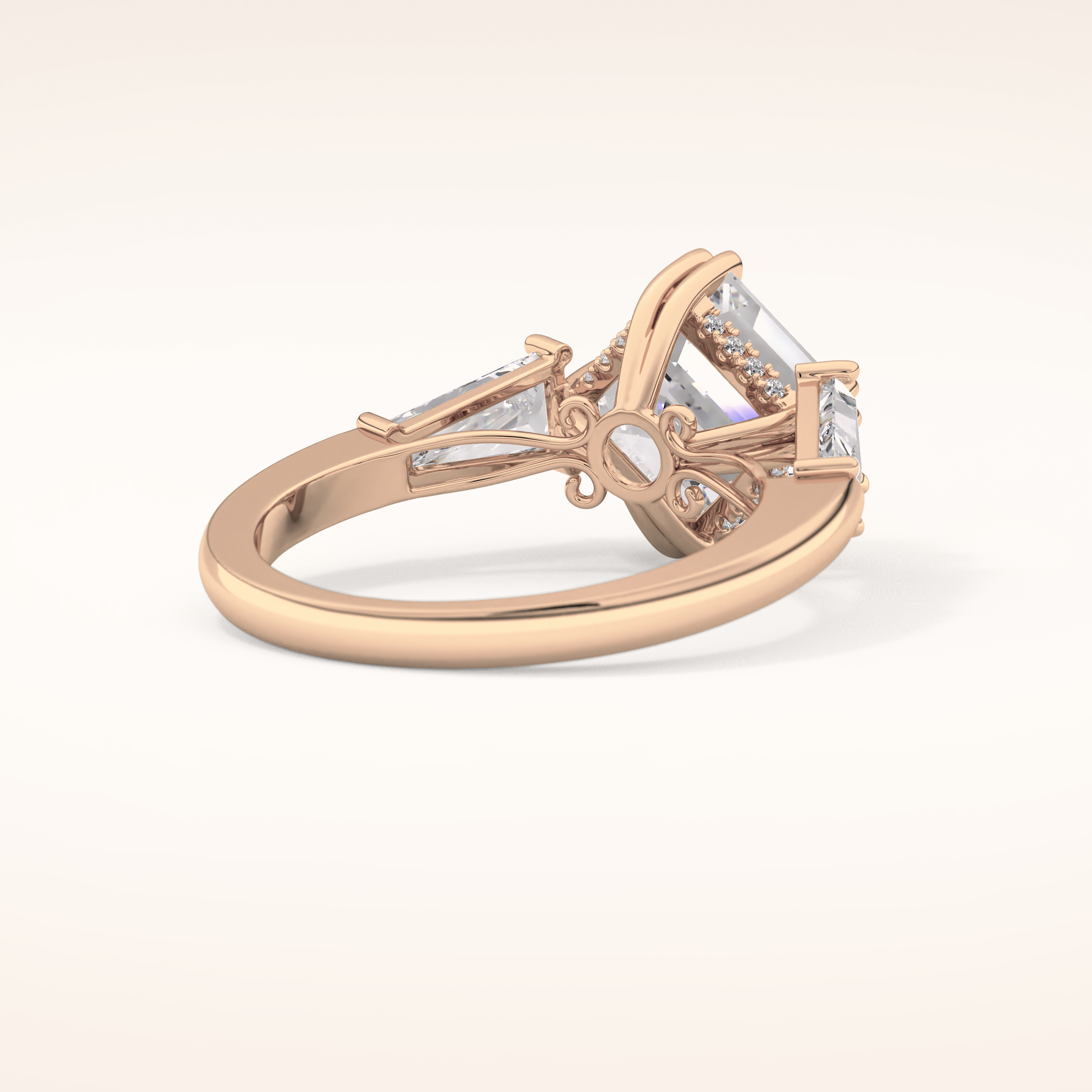 2.82 CT Asscher Shaped Three Stone Moissanite Engagement Ring 12
