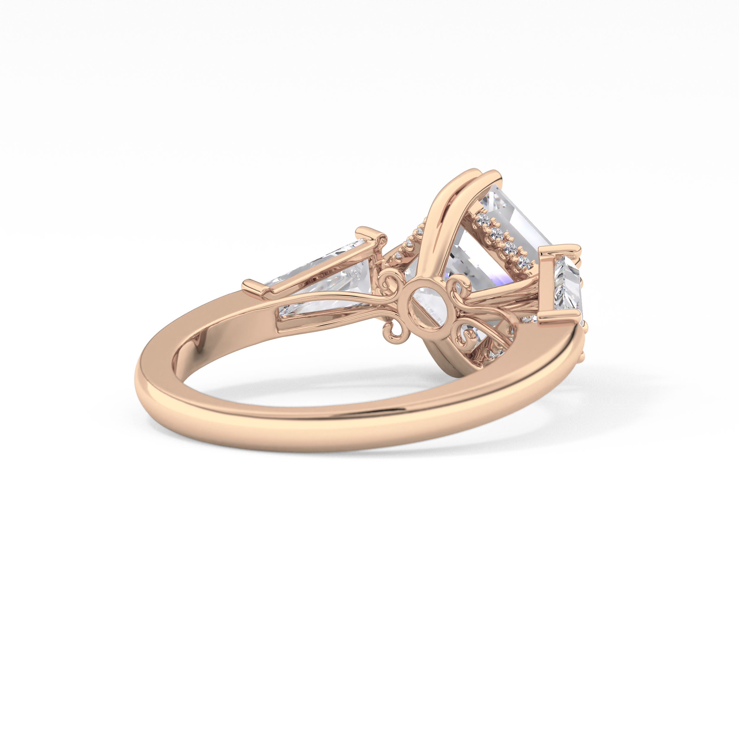 Asscher Three Stone Lab Grown Diamond Engagement Ring