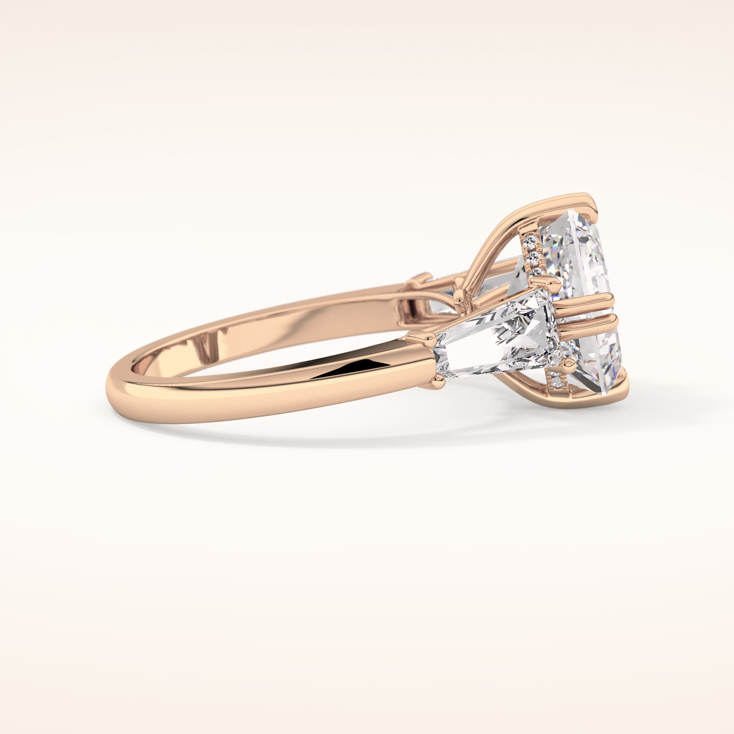 2.82 CT Asscher Shaped Three Stone Moissanite Engagement Ring 13