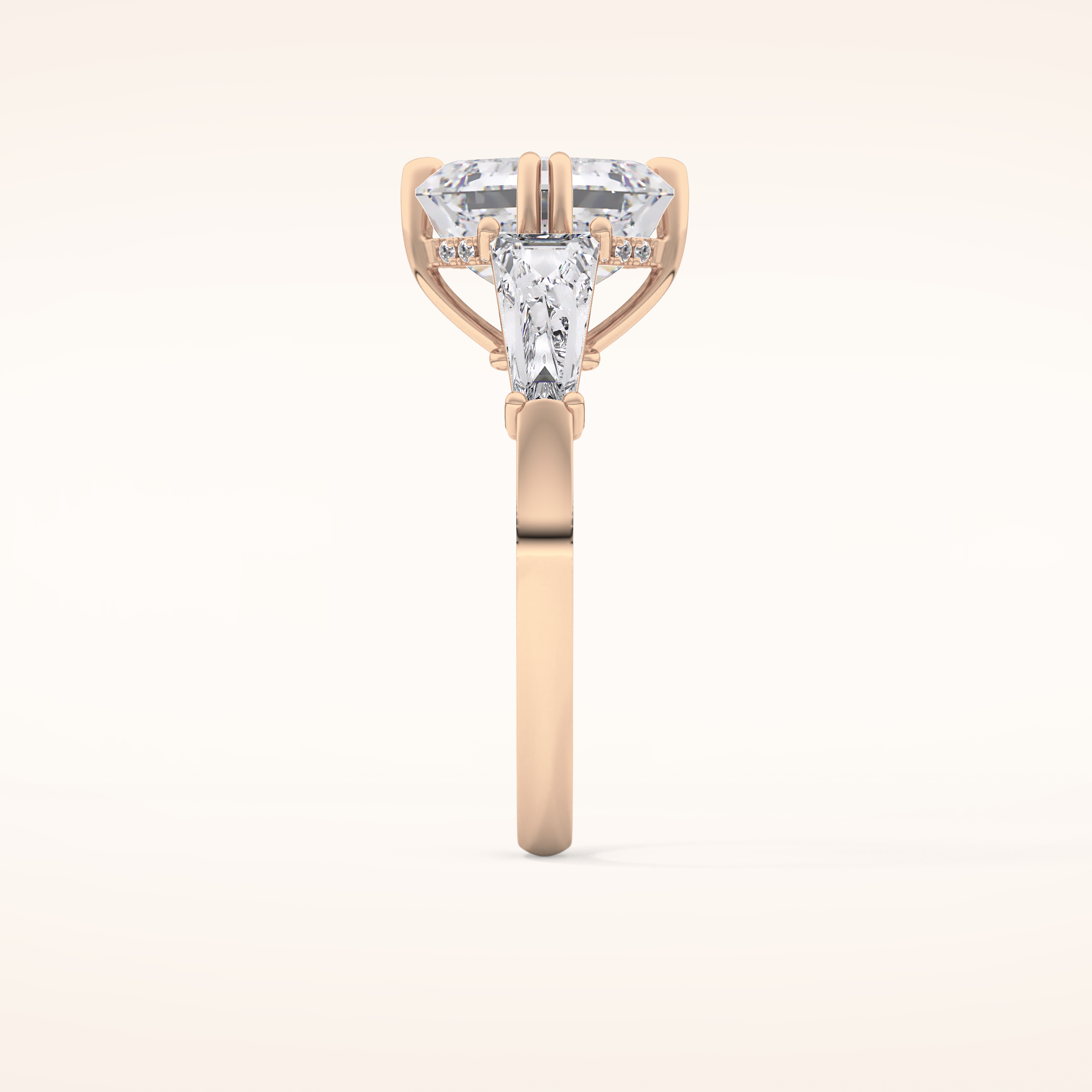 2.82 CT Asscher Shaped Three Stone Moissanite Engagement Ring 14