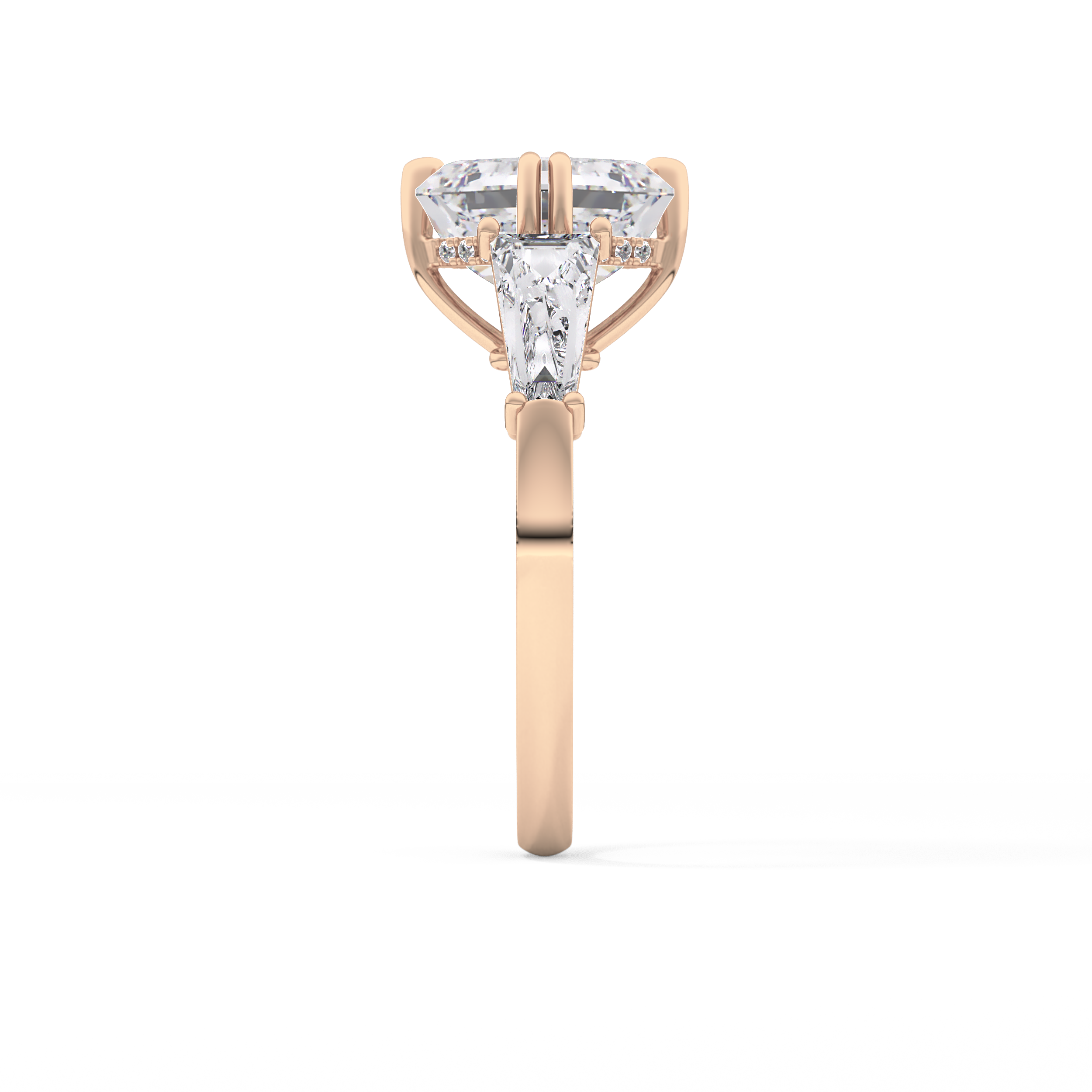 Asscher Three Stone Lab Grown Diamond Engagement Ring