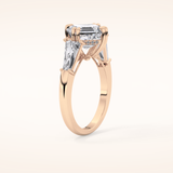 2.82 CT Asscher Shaped Three Stone Moissanite Engagement Ring 15