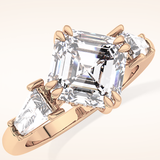 2.82 CT Asscher Shaped Three Stone Moissanite Engagement Ring 17