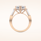 2.82 CT Asscher Shaped Three Stone Moissanite Engagement Ring 18