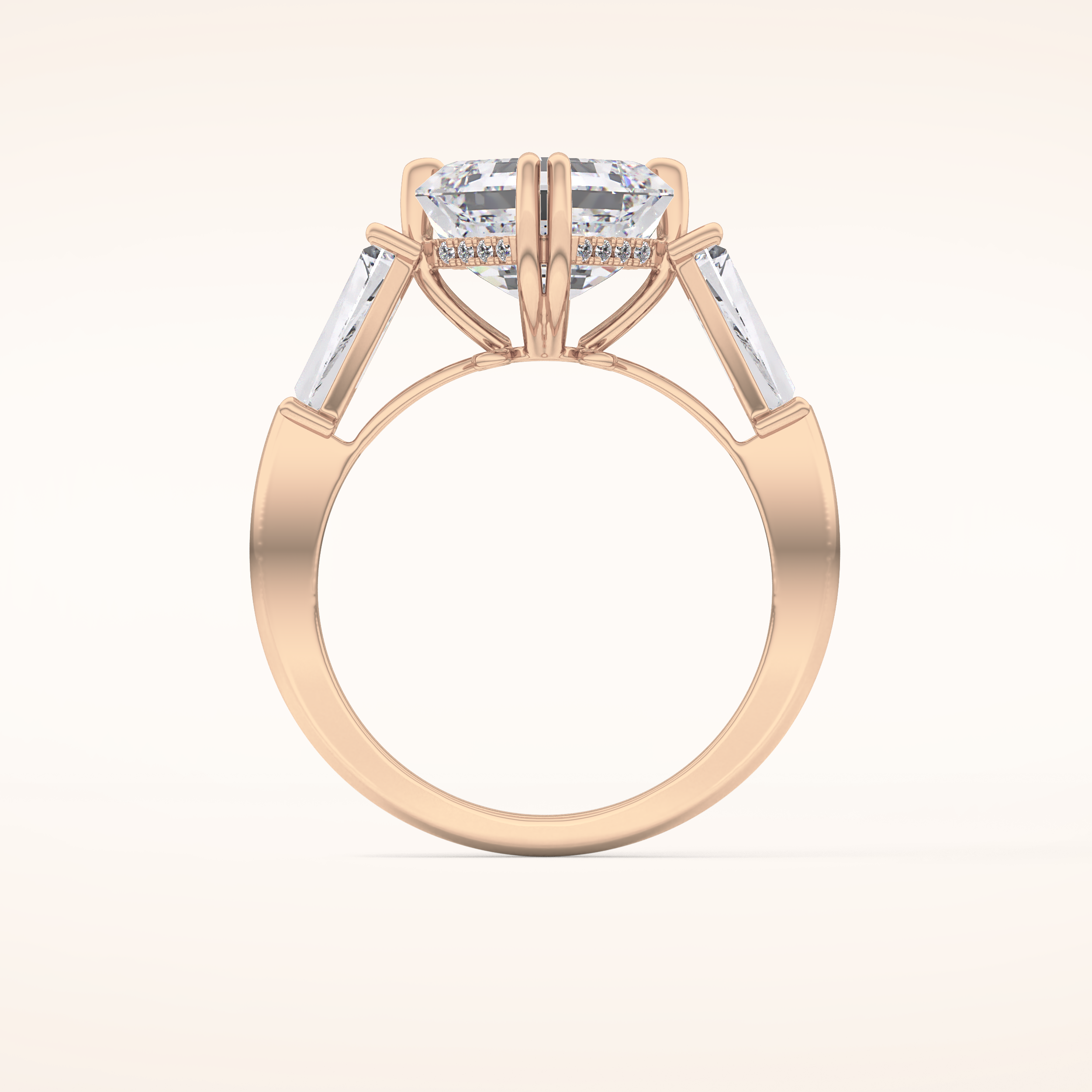 2.82 CT Asscher Shaped Three Stone Moissanite Engagement Ring 18