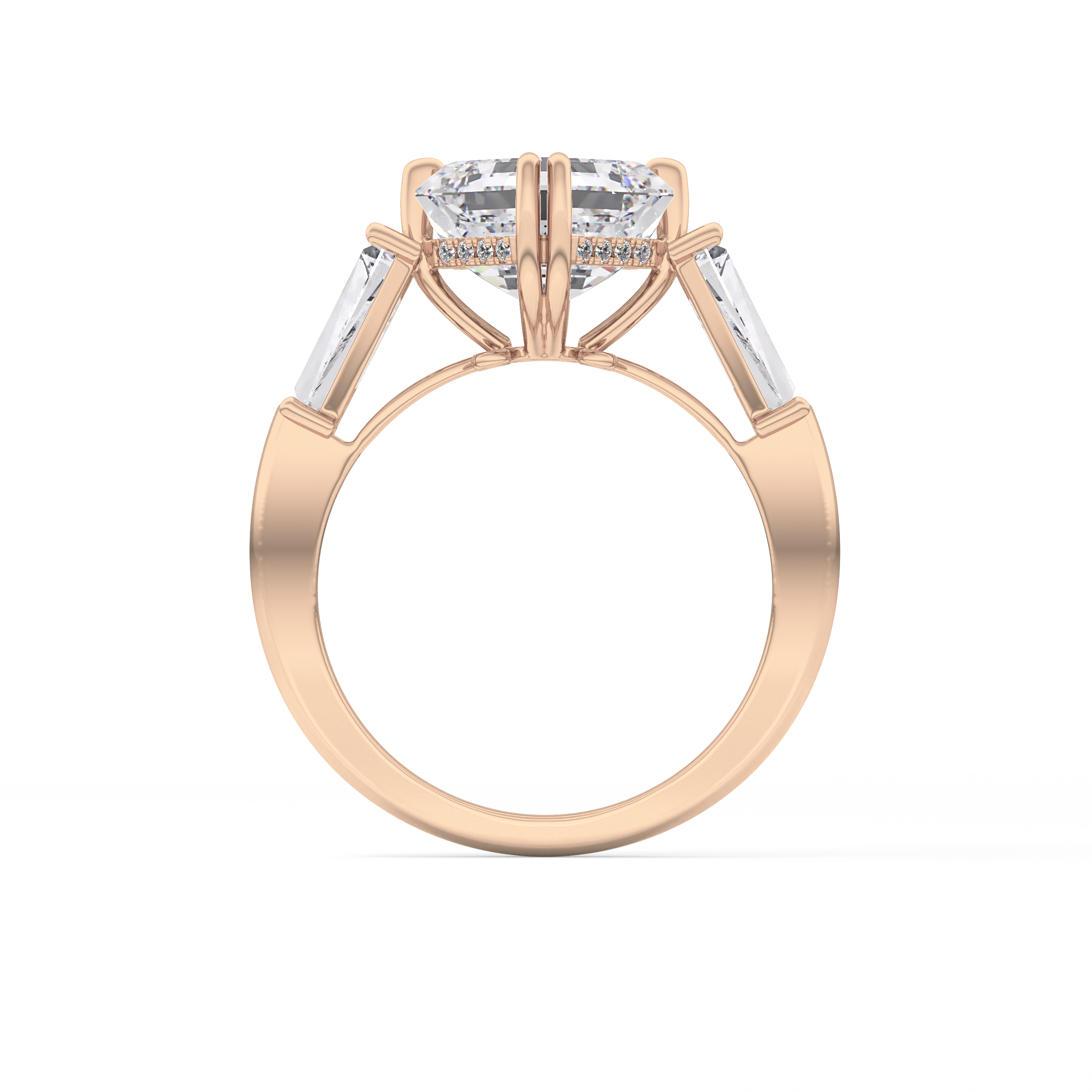Asscher Three Stone Lab Grown Diamond Engagement Ring