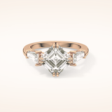 2.82 CT Asscher Shaped Three Stone Moissanite Engagement Ring 19