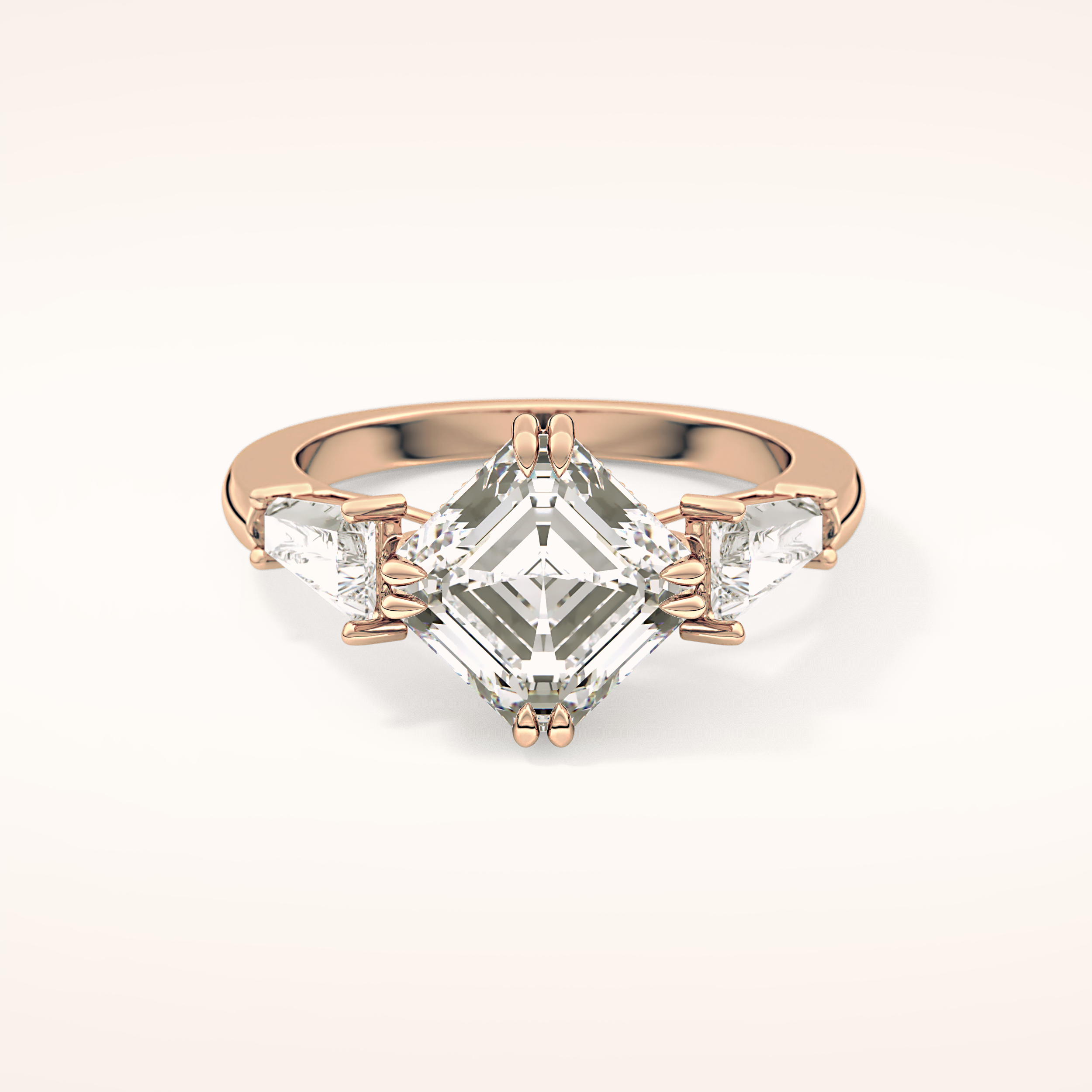 2.82 CT Asscher Shaped Three Stone Moissanite Engagement Ring 19