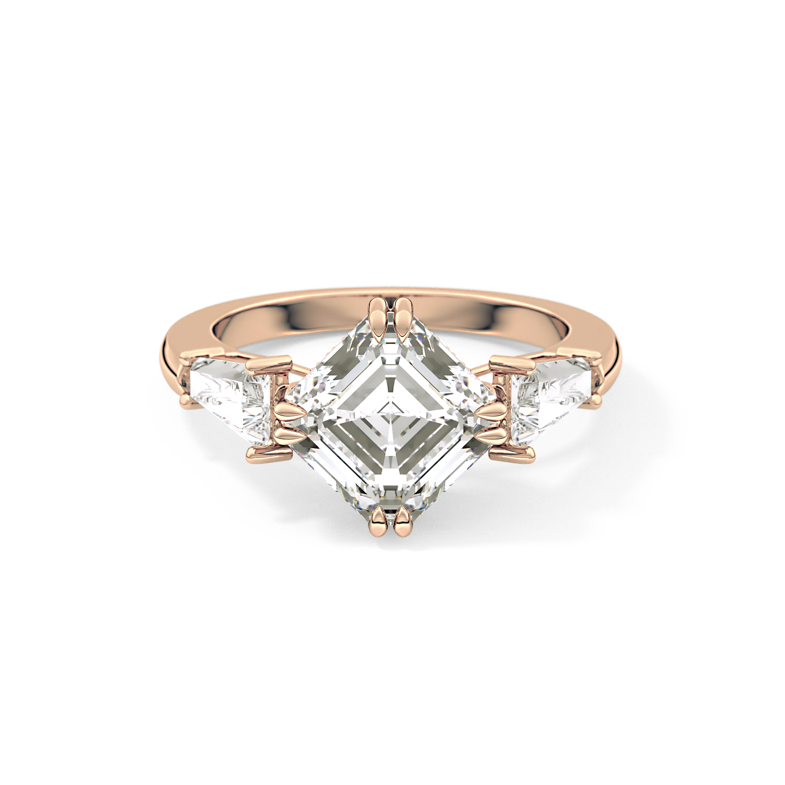 Asscher Three Stone Lab Grown Diamond Engagement Ring