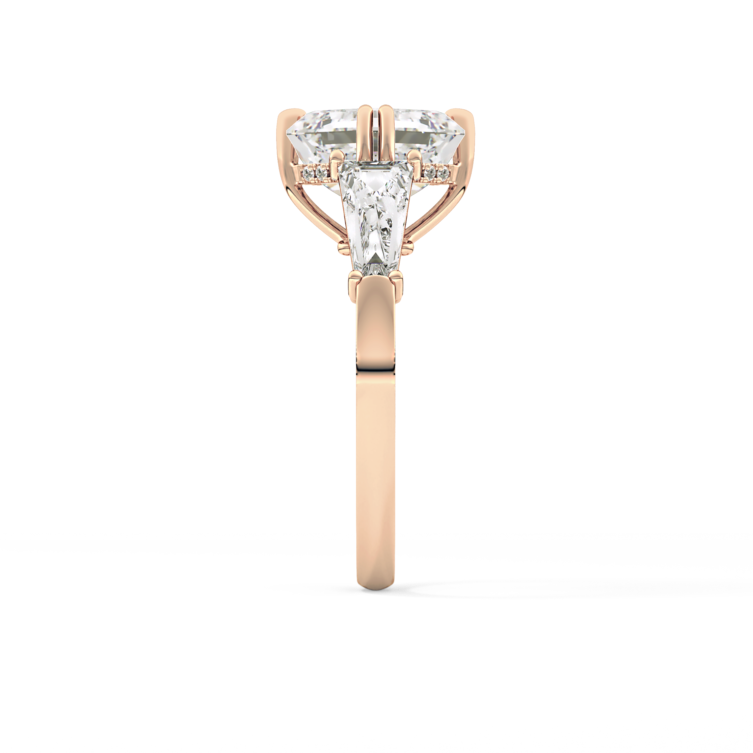 Asscher Three Stone Lab Grown Diamond Engagement Ring