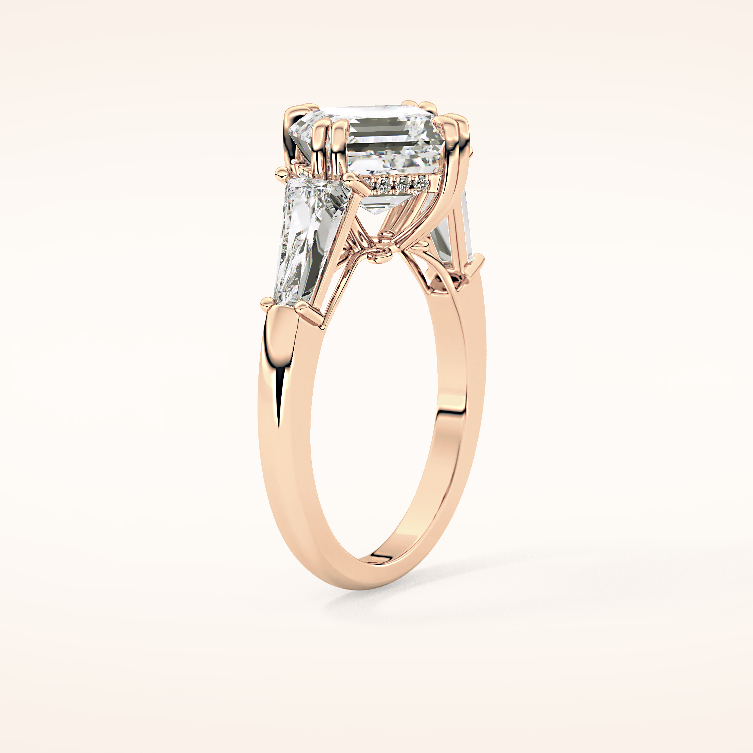 2.82 CT Asscher Shaped Three Stone Moissanite Engagement Ring 23