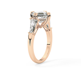 Asscher Three Stone Lab Grown Diamond Engagement Ring