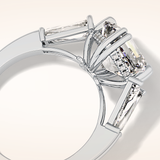2.82 CT Asscher Shaped Three Stone Moissanite Engagement Ring 2