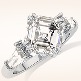 2.82 CT Asscher Shaped Three Stone Moissanite Engagement Ring 1