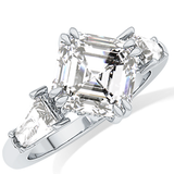 Asscher Three Stone Lab Grown Diamond Engagement Ring
