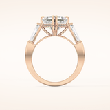 2.82 CT Asscher Shaped Three Stone Moissanite Engagement Ring 24
