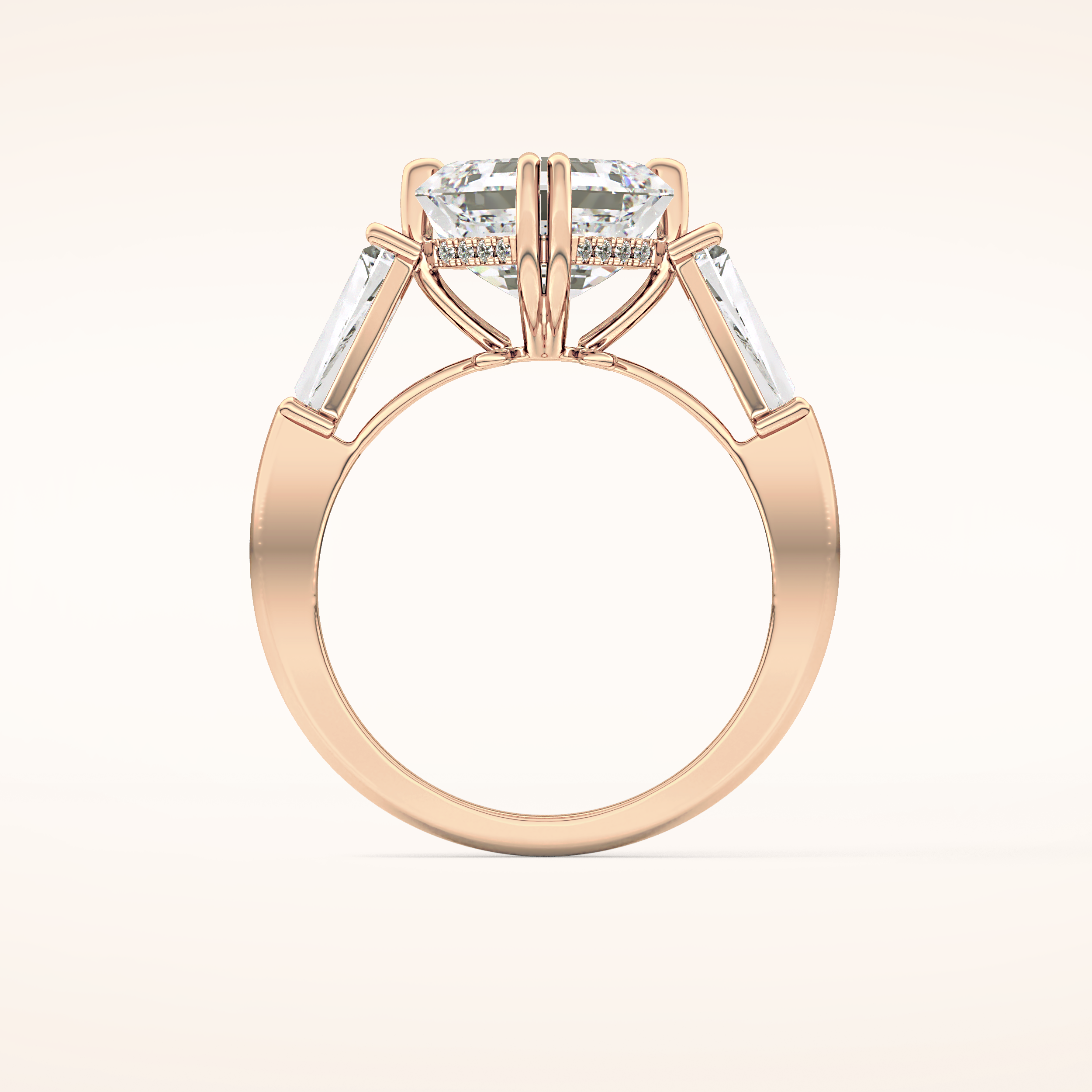 2.82 CT Asscher Shaped Three Stone Moissanite Engagement Ring 24