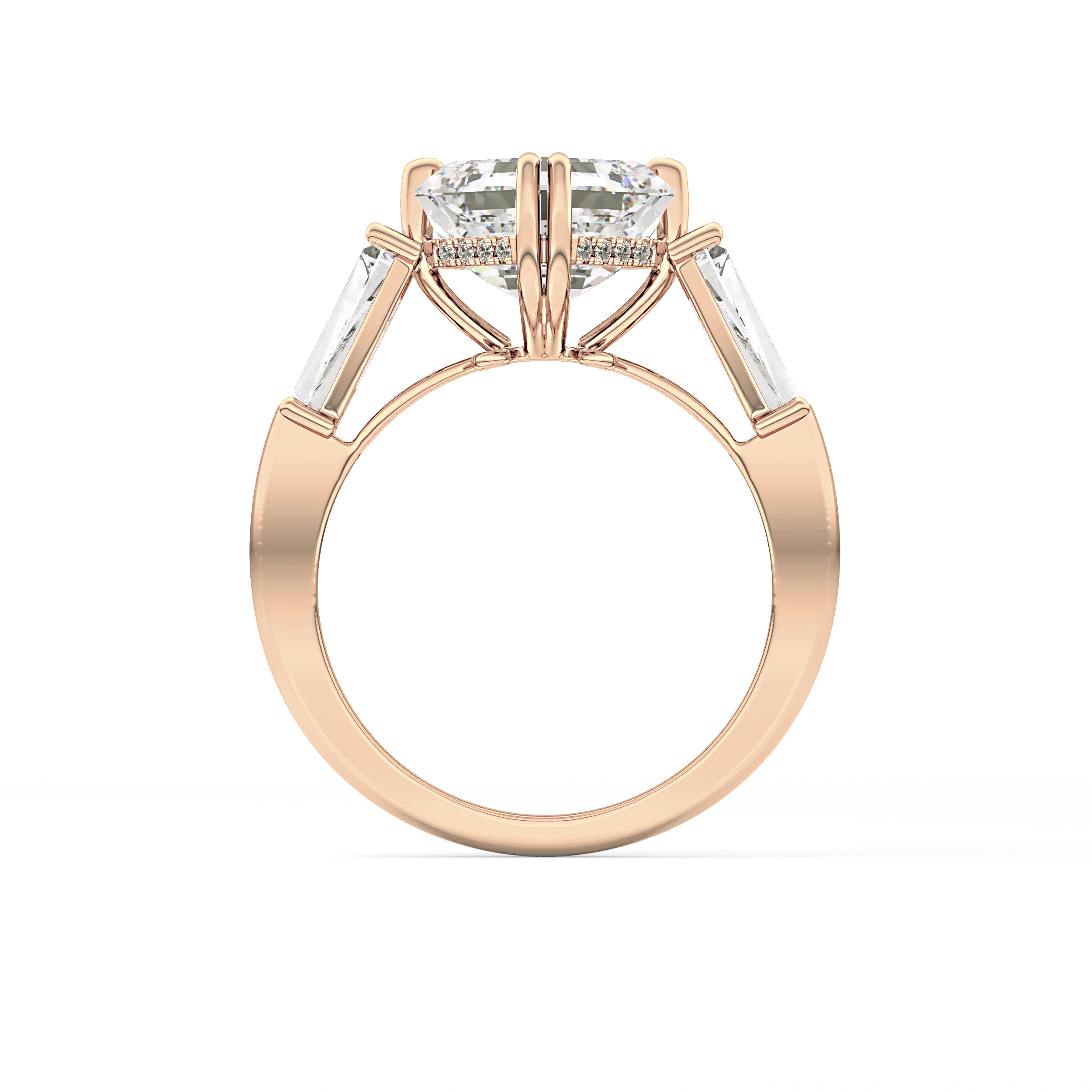 Asscher Three Stone Lab Grown Diamond Engagement Ring
