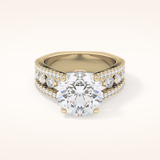 3.91 CT Round Shaped Split Shank & Pave Moissanite Engagement Ring