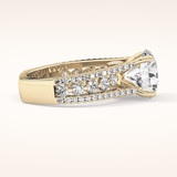 3.91 CT Round Shaped Split Shank & Pave Moissanite Engagement Ring