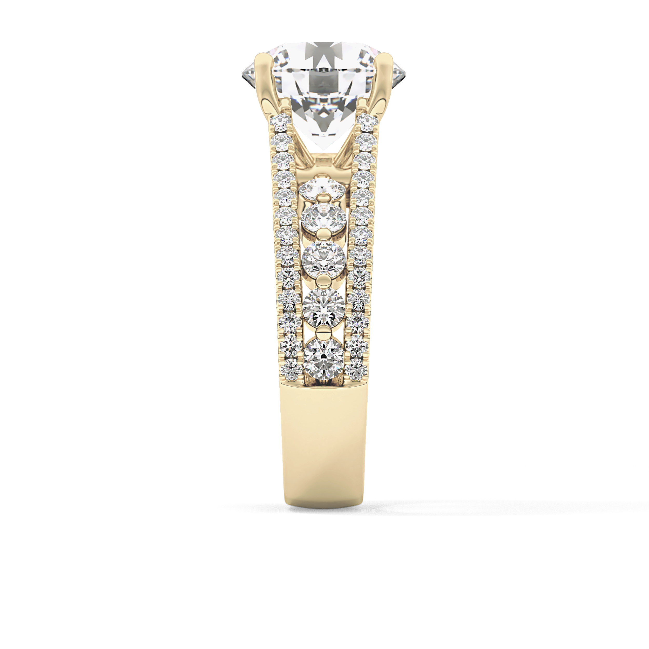 Round Split Shank & Pave Lab Grown Diamond Engagement Ring