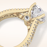 3.91 CT Round Shaped Split Shank & Pave Moissanite Engagement Ring