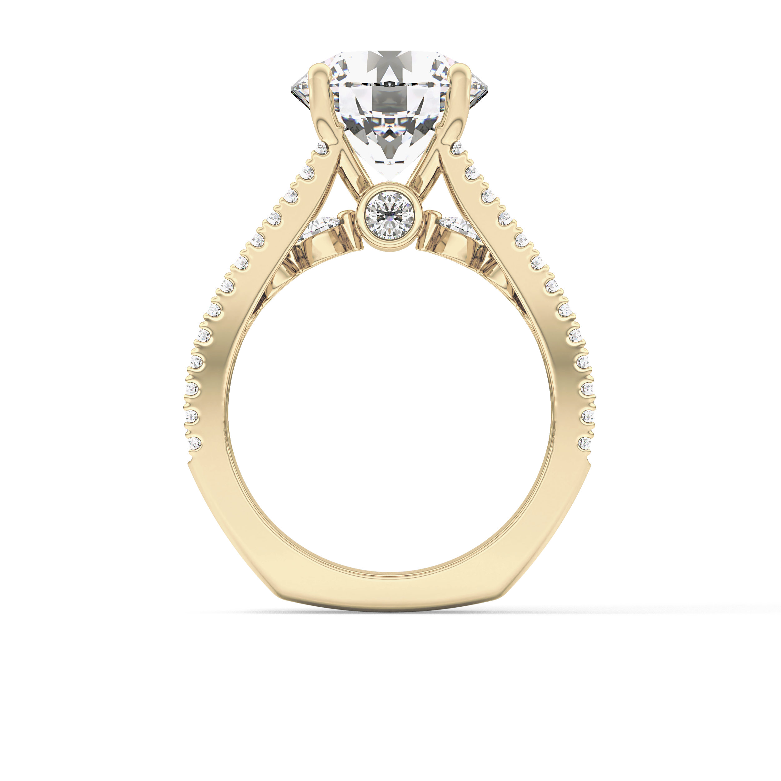 Round Split Shank & Pave Lab Grown Diamond Engagement Ring