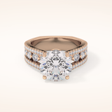 3.91 CT Round Shaped Split Shank & Pave Moissanite Engagement Ring