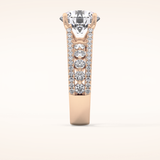 3.91 CT Round Shaped Split Shank & Pave Moissanite Engagement Ring