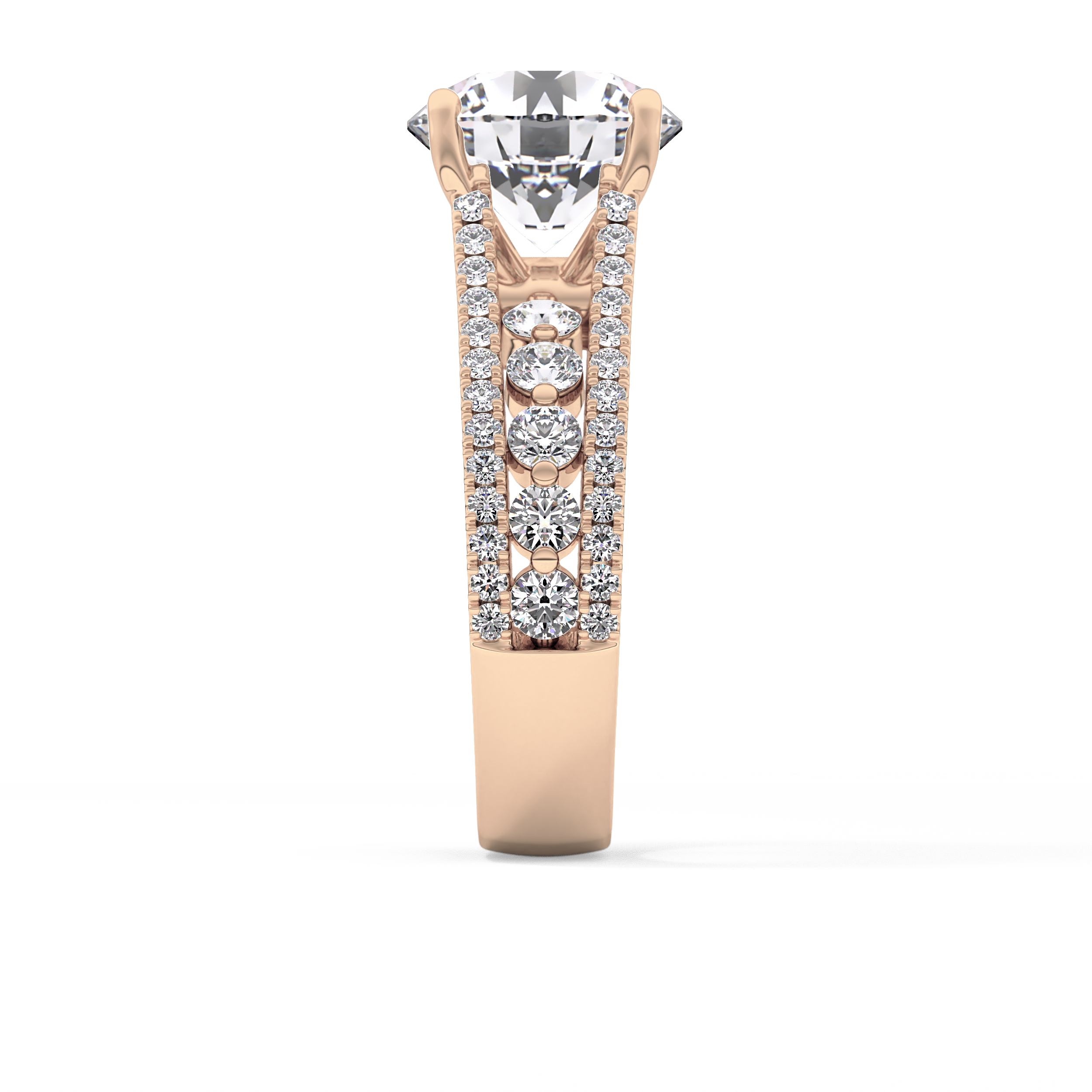 Round Split Shank & Pave Lab Grown Diamond Engagement Ring