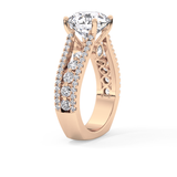 Round Split Shank & Pave Lab Grown Diamond Engagement Ring