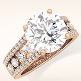 3.91 CT Round Shaped Split Shank & Pave Moissanite Engagement Ring