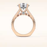 3.91 CT Round Shaped Split Shank & Pave Moissanite Engagement Ring