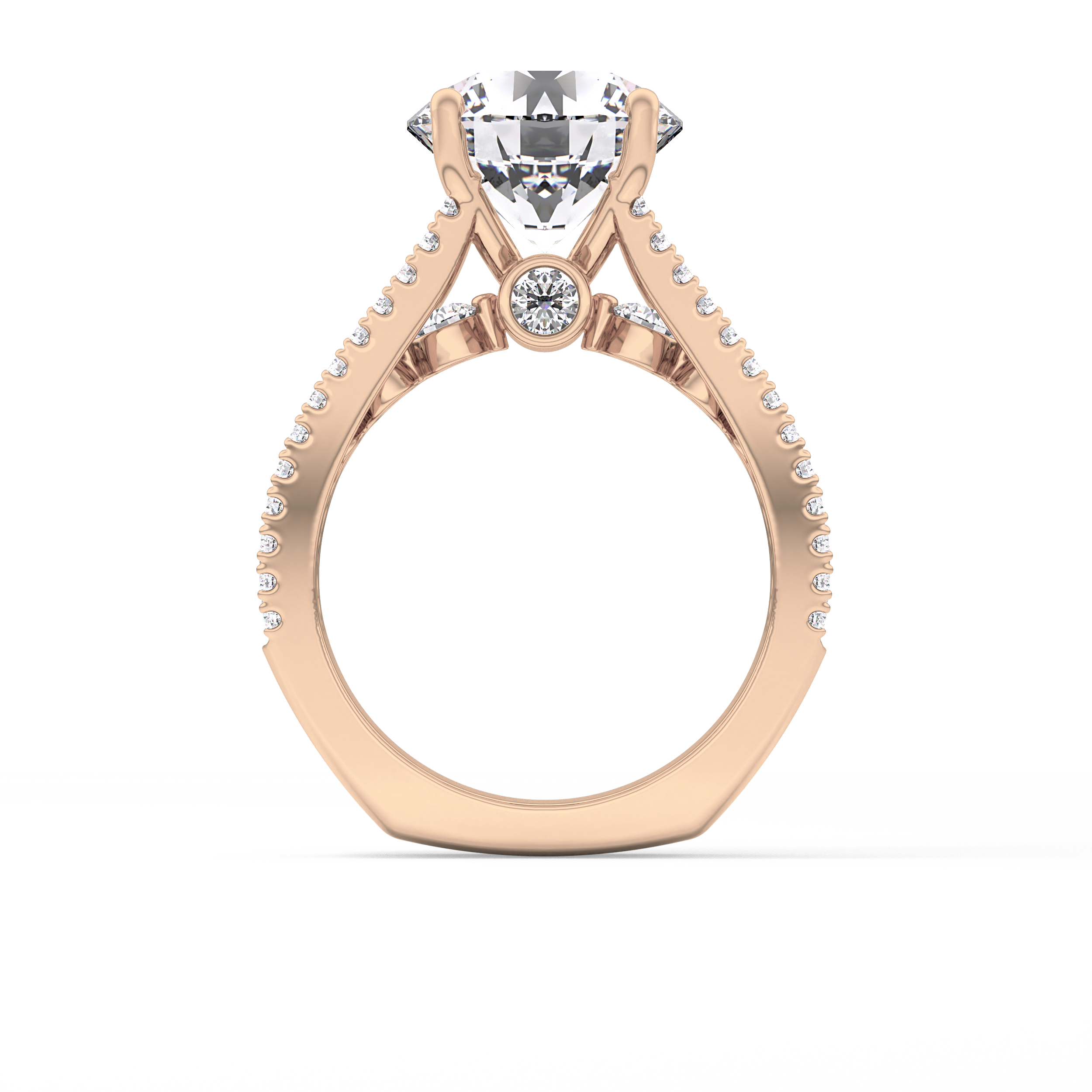 Round Split Shank & Pave Lab Grown Diamond Engagement Ring