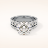 3.91 CT Round Shaped Split Shank & Pave Moissanite Engagement Ring