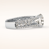 3.91 CT Round Shaped Split Shank & Pave Moissanite Engagement Ring