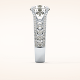 3.91 CT Round Shaped Split Shank & Pave Moissanite Engagement Ring