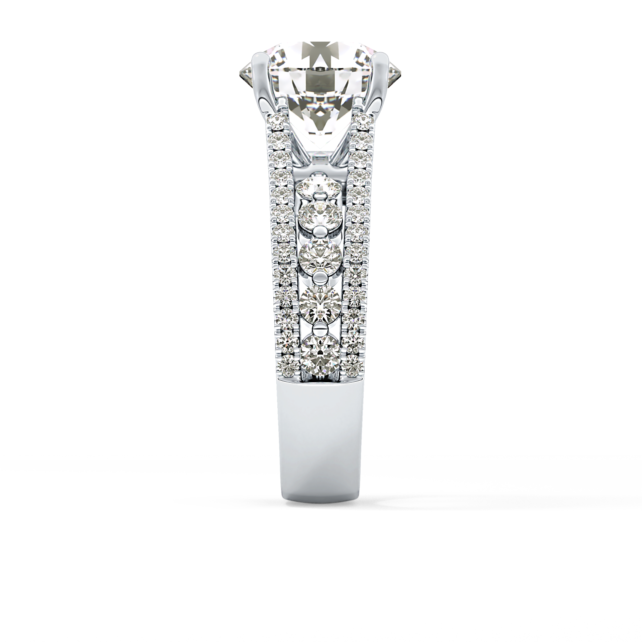 Round Split Shank & Pave Lab Grown Diamond Engagement Ring