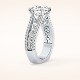 3.91 CT Round Shaped Split Shank & Pave Moissanite Engagement Ring