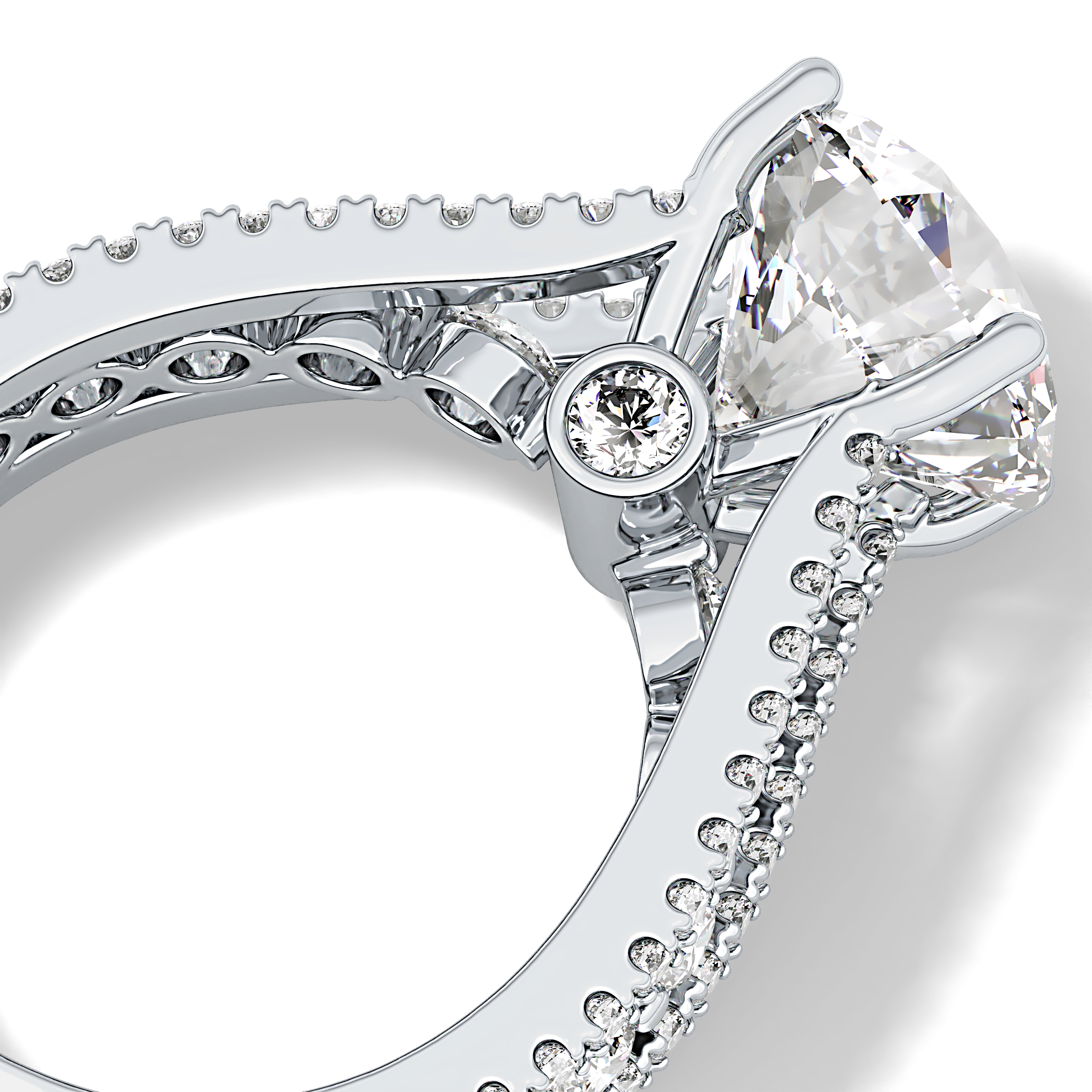 Round Split Shank & Pave Lab Grown Diamond Engagement Ring