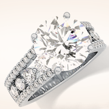 3.91 CT Round Shaped Split Shank & Pave Moissanite Engagement Ring