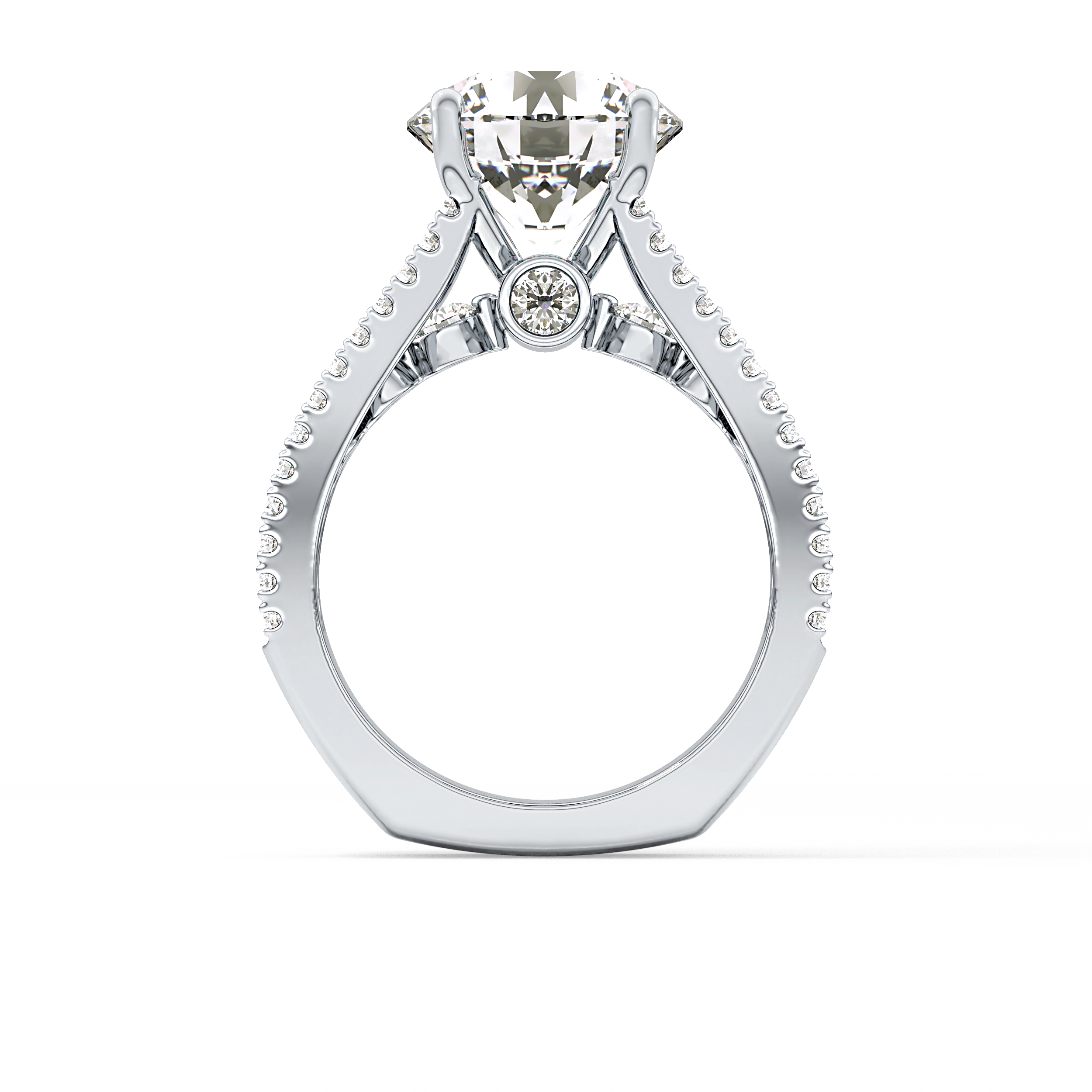 Round Split Shank & Pave Lab Grown Diamond Engagement Ring