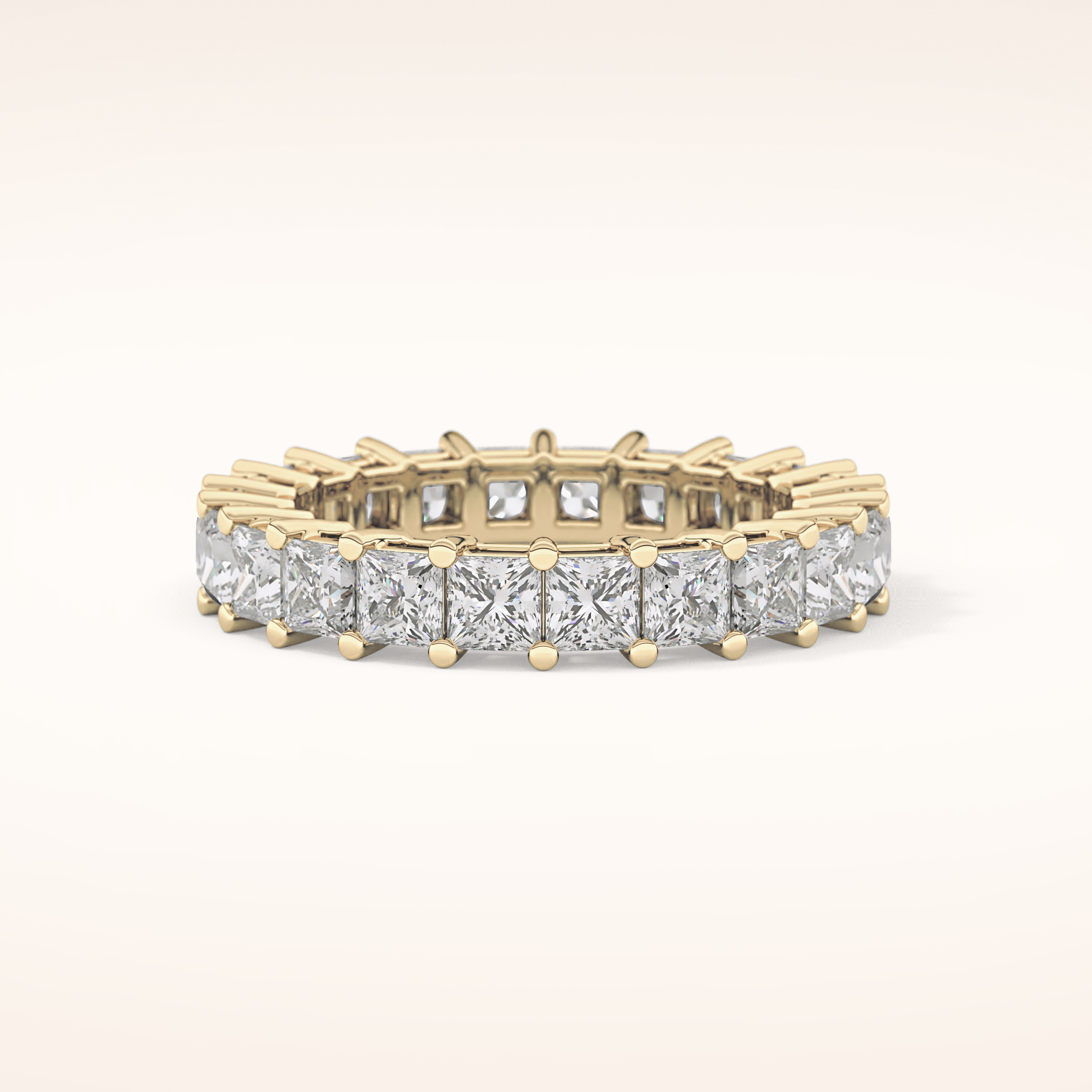 3.83 TCW Princess Shaped Moissanite Full Eternity Wedding Band