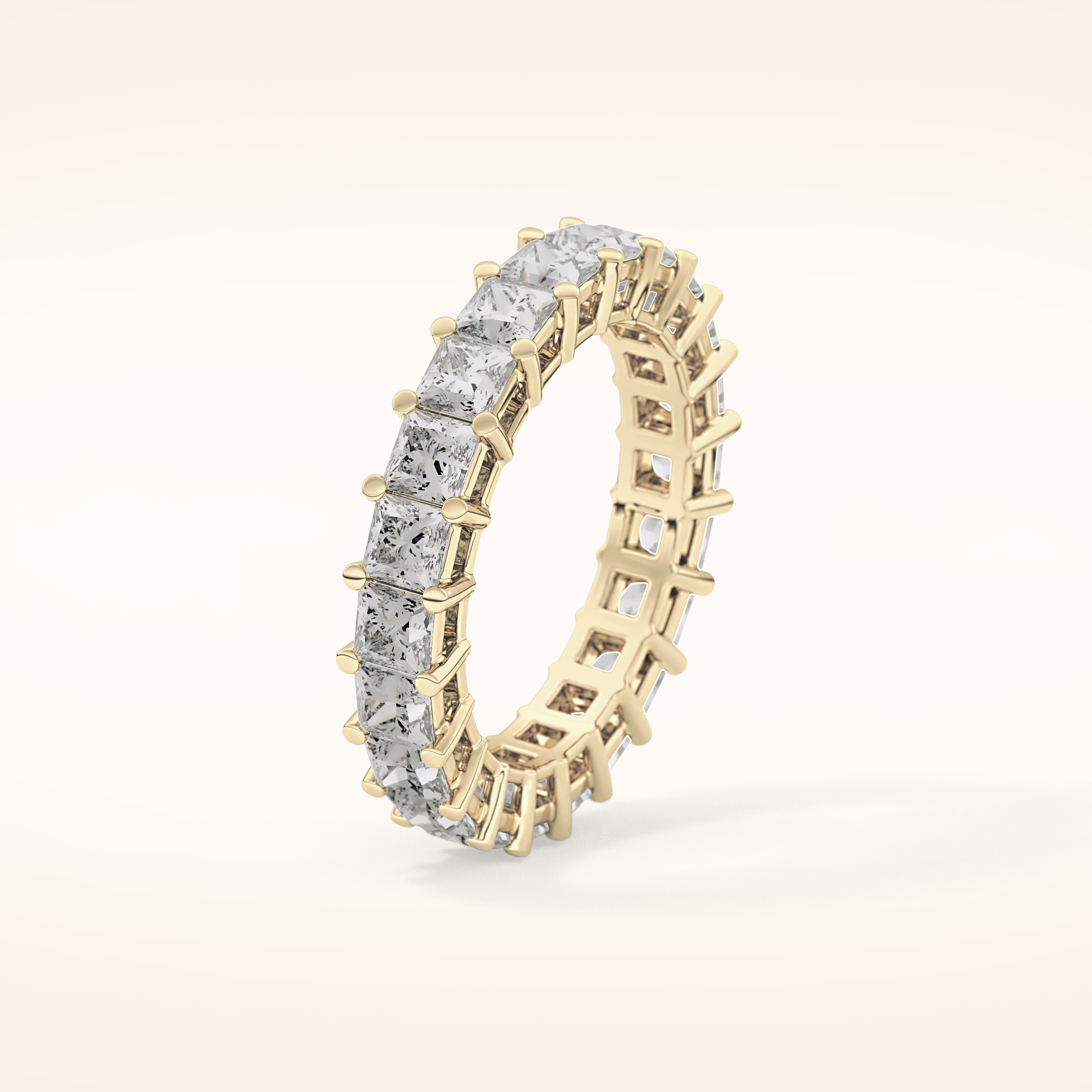 3.83 TCW Princess Shaped Moissanite Full Eternity Wedding Band