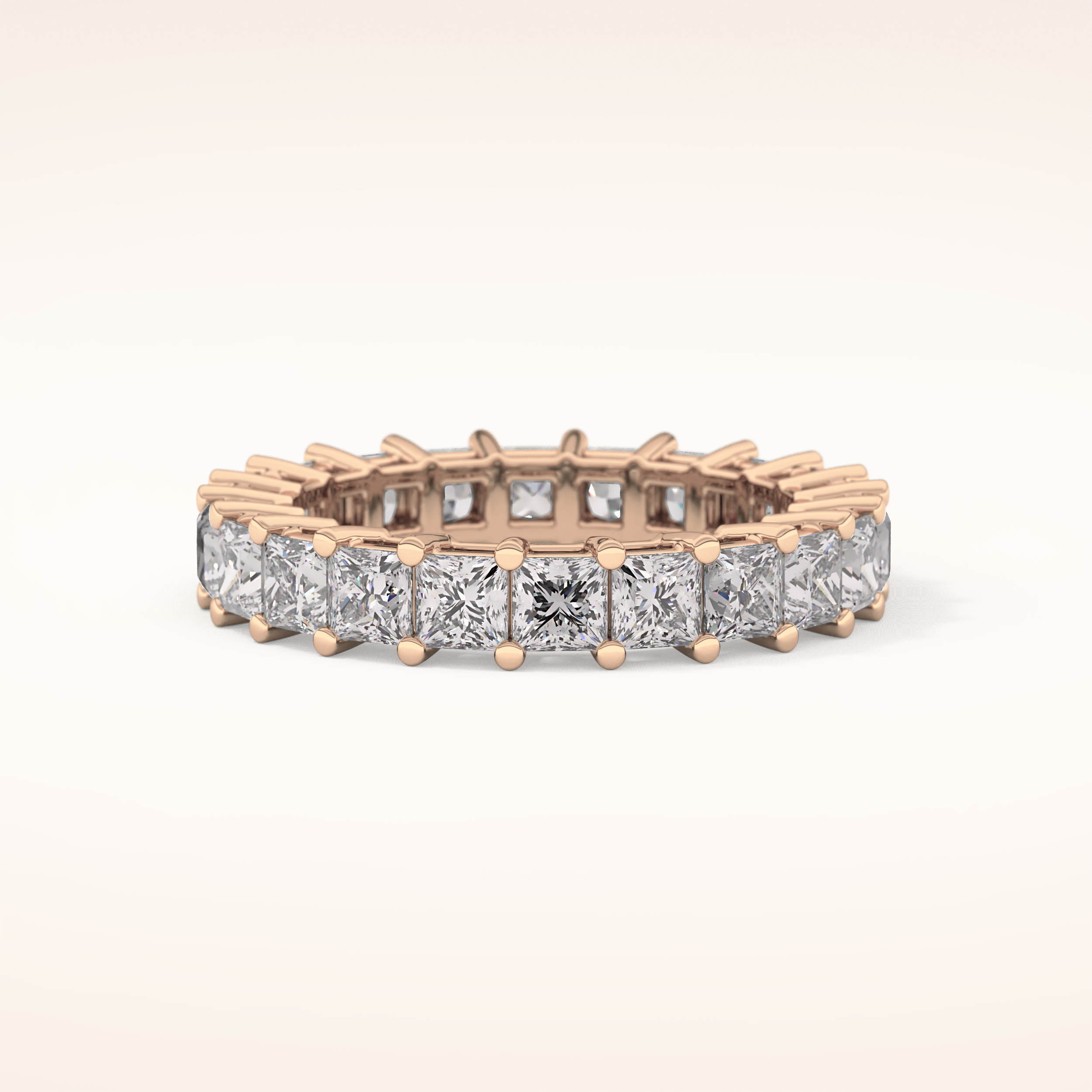3.83 TCW Princess Shaped Moissanite Full Eternity Wedding Band