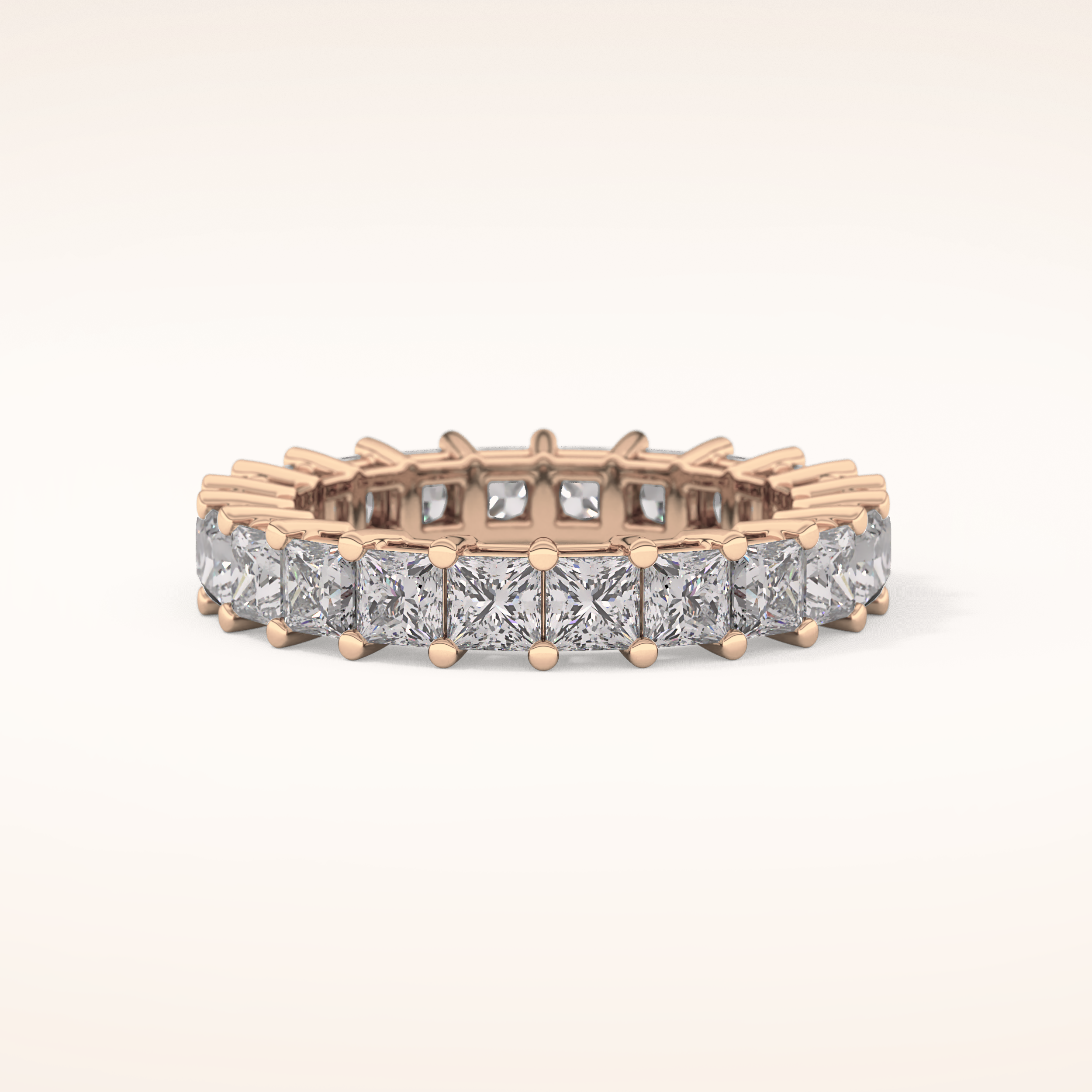 3.83 TCW Princess Shaped Moissanite Full Eternity Wedding Band