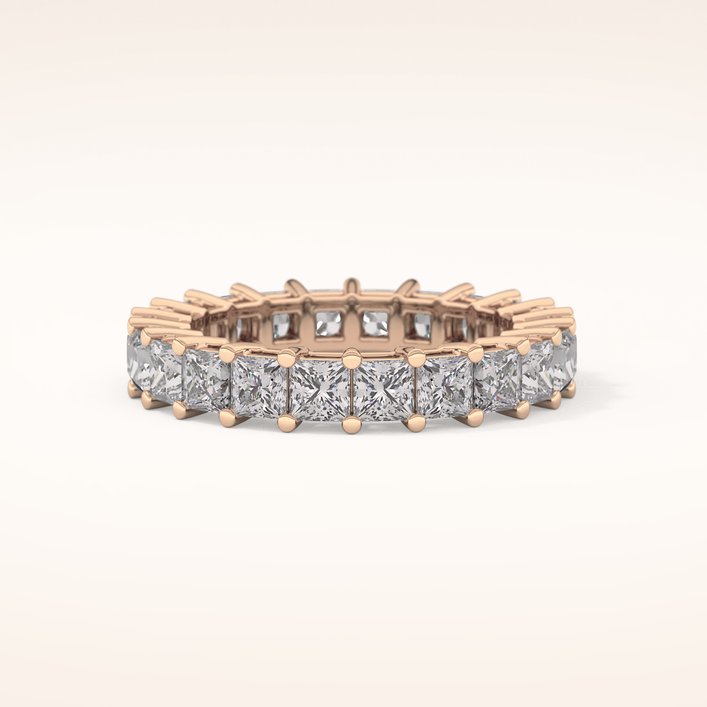 3.83 TCW Princess Shaped Moissanite Full Eternity Wedding Band