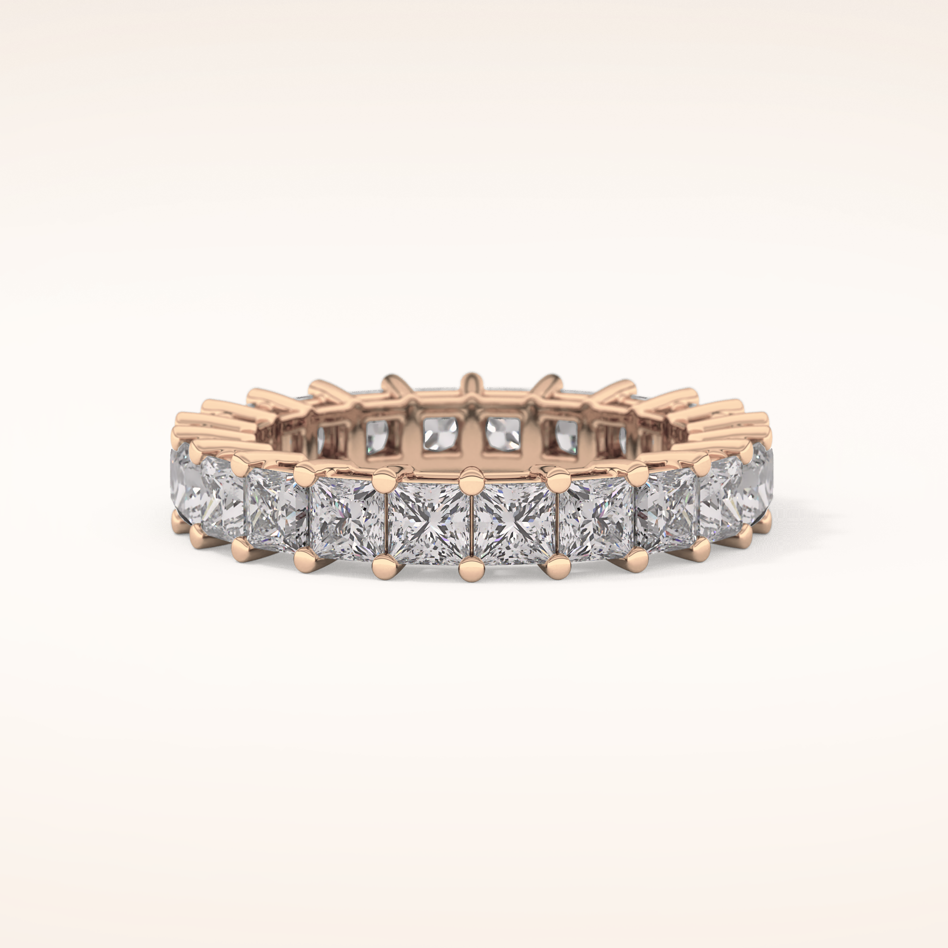 3.83 TCW Princess Shaped Moissanite Full Eternity Wedding Band