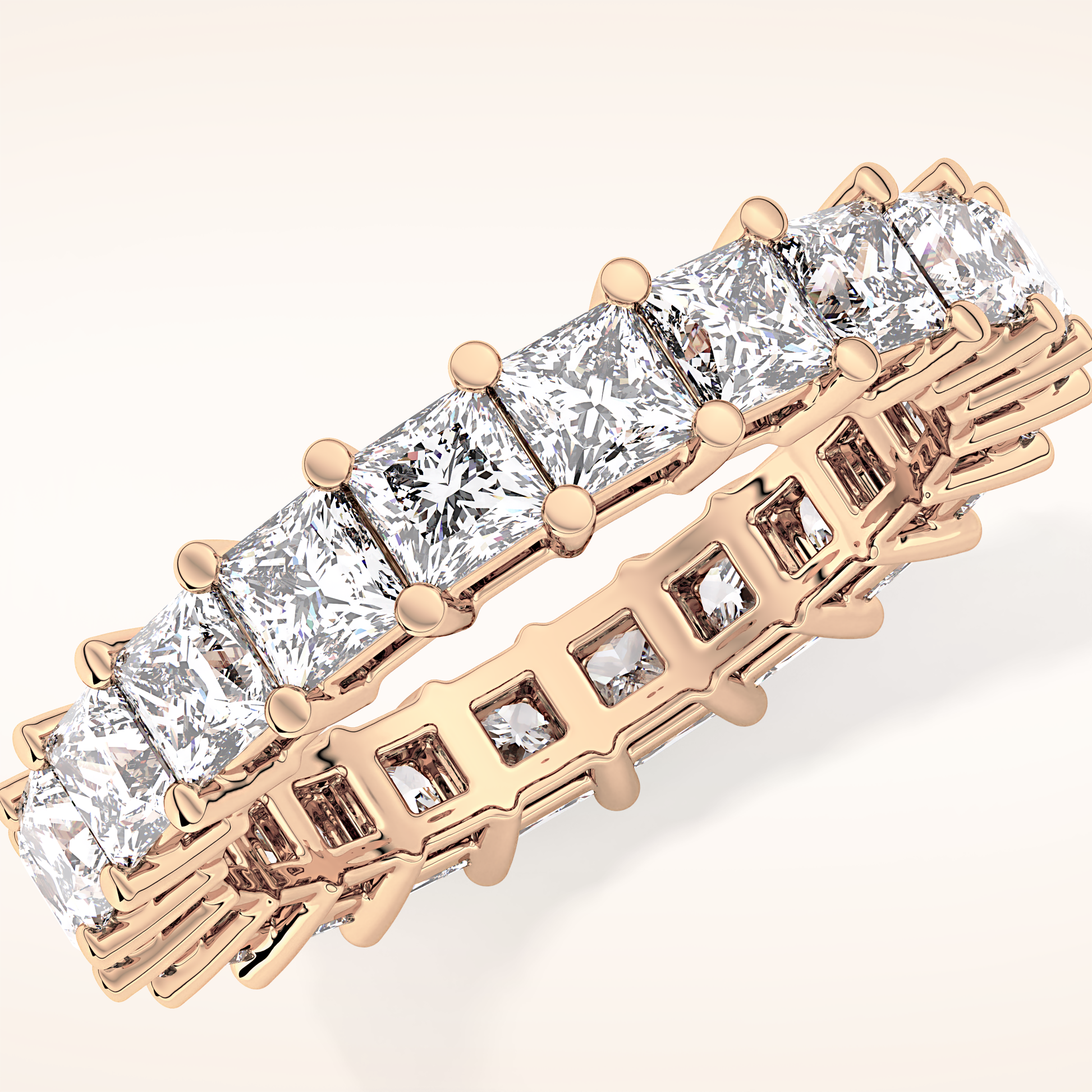 3.83 TCW Princess Shaped Moissanite Full Eternity Wedding Band